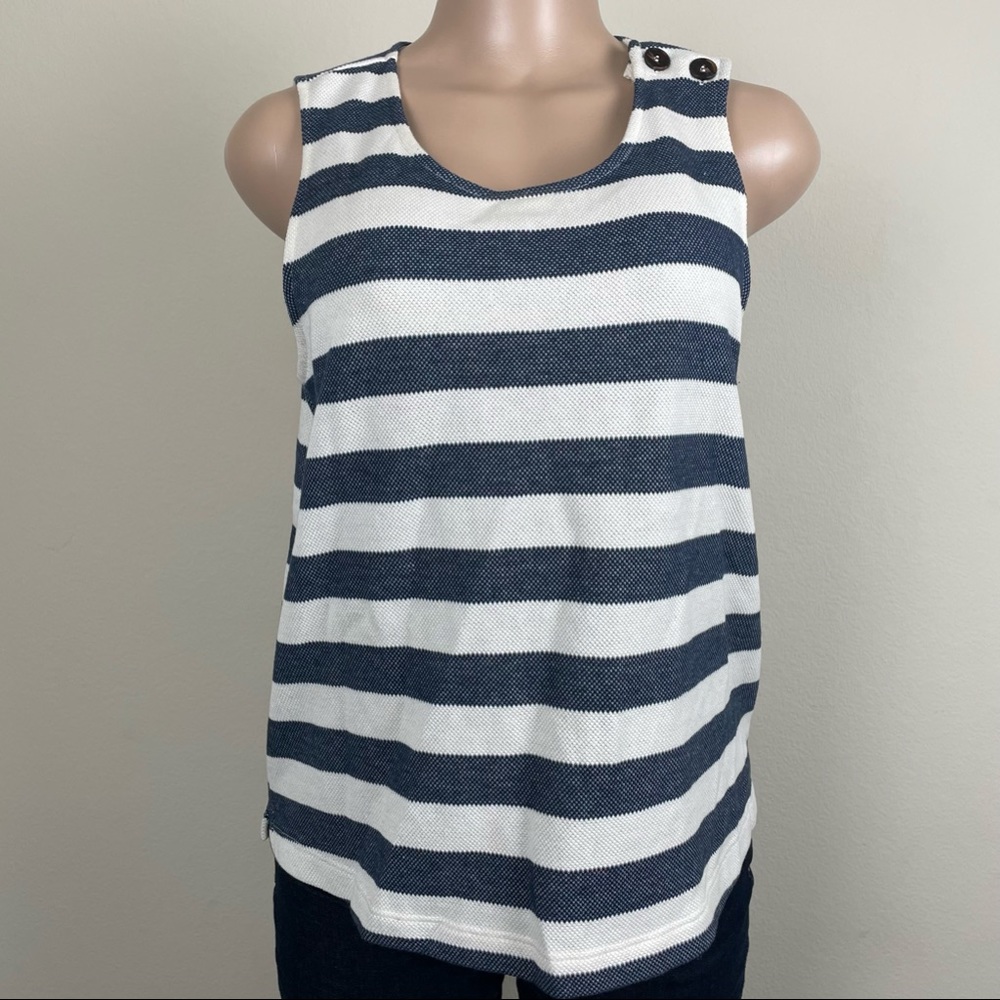 Sunday in Brooklyn Anthropologie Knit Blue White Striped Tank Top Size Medium